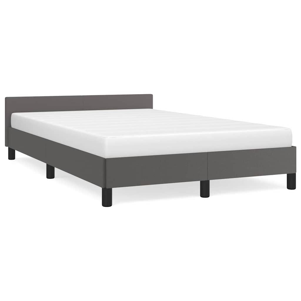 Cadre de lit avec tête de lit, sans matelas, gris, pour la chambre, 120 × 200 cm - 2
