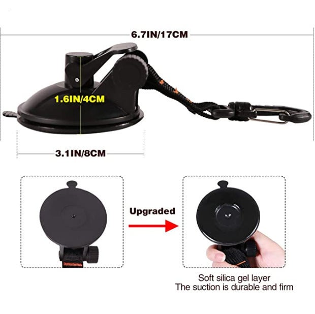 4 pièces de ventouses de tente de voiture extérieure, ventouses noires avec crochets de corde, pendentifs blister en caoutchouc de tente de ventouse e - 2