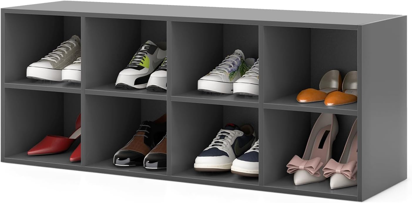 COSTWAY Banc à Chaussures 8 Compartiments, Rangement Chaussure Charge