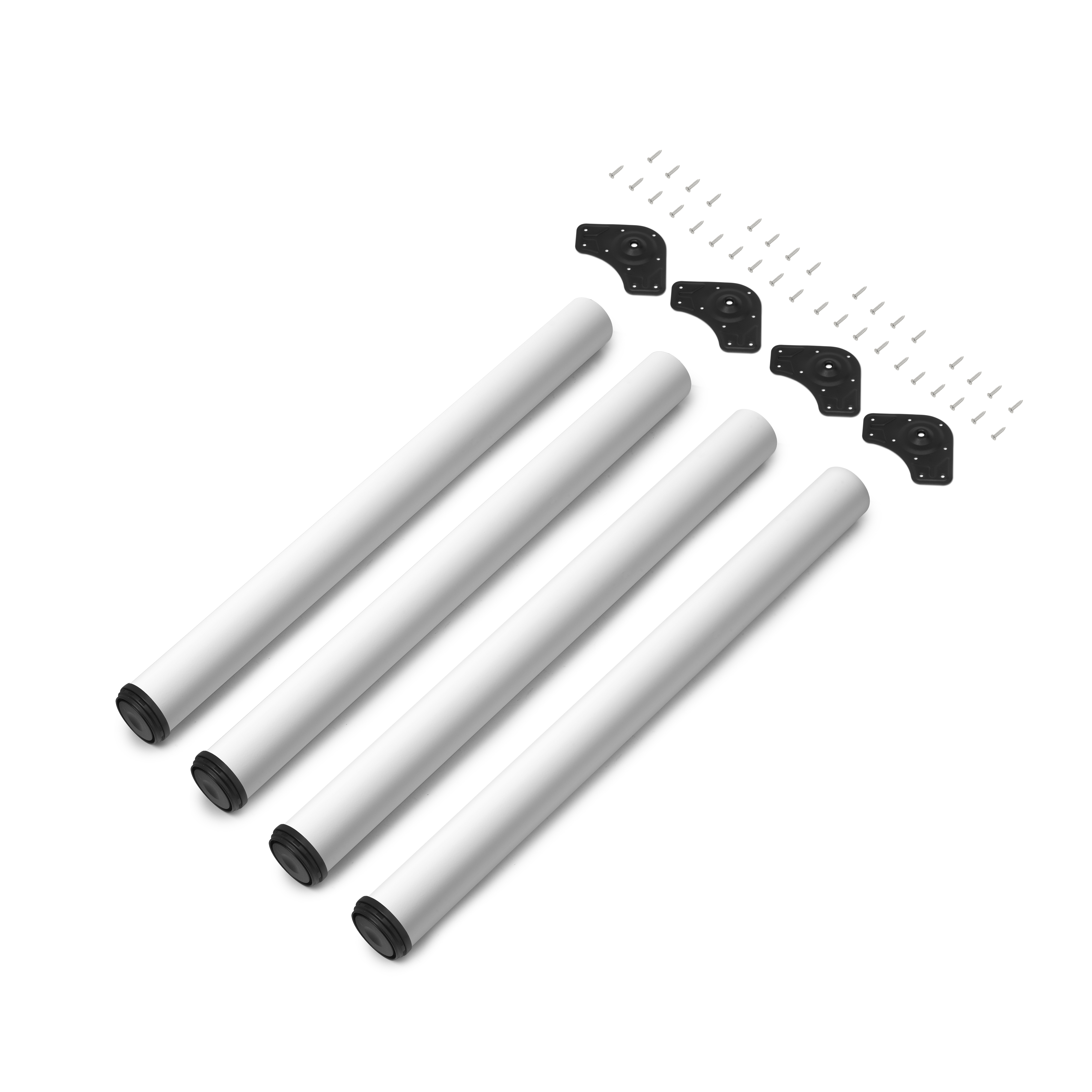 Emuca Pakiet 4 nóg stołowych, średnica 60mm, wysokość 830mm, Stal, Malowane na biało