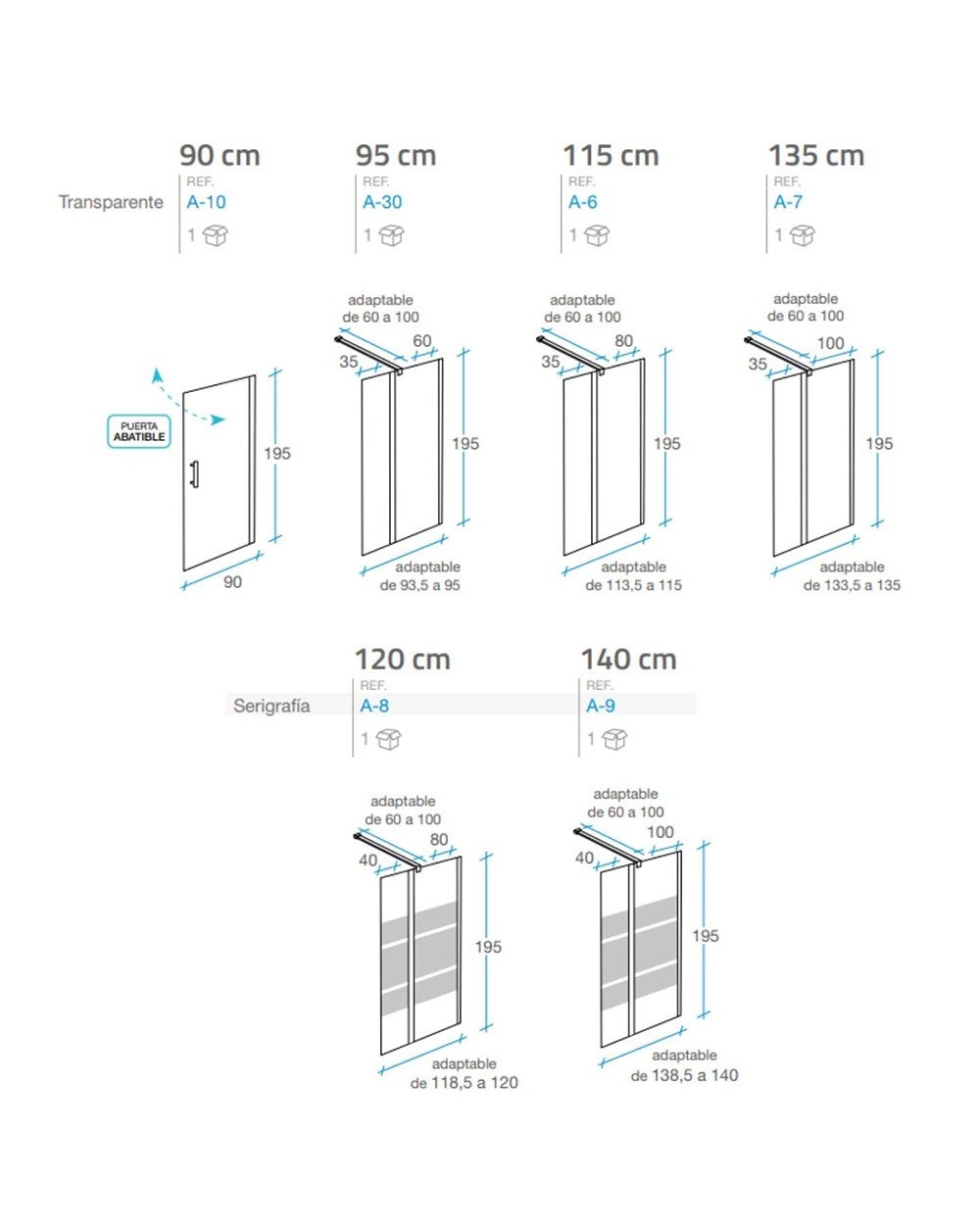 Pannello doccia fisso 1 porta + 1 fisso | Vetro trasparente da 6 mm | Altezza 195 cm | Profilo cromato lucido 115 cm (adattabile 109-114 cm) - 2