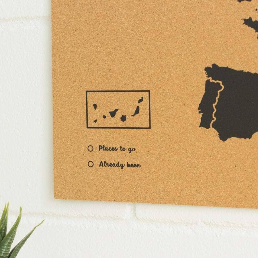 Mapa de corcho - Woody Map Natural Europa / Negro / 60x45 cm / Marco Blanco - 2