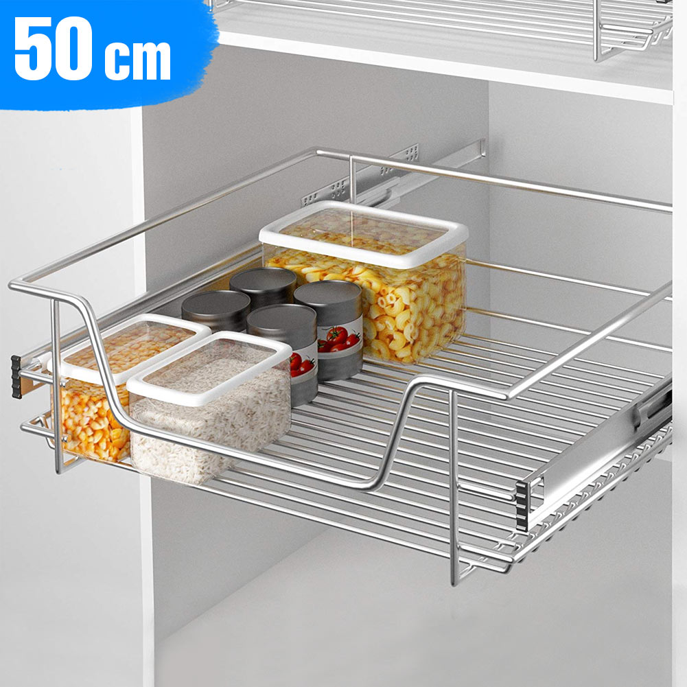 HENGMEI Telescopico cassetto estraibile per armadio allungabile cassetto da cucina ripiano cucina mensola cestello da camera da letto cassetto, 2x50cm