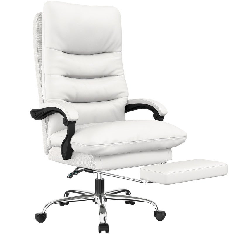 Fotel biurowy ze skóry ekologicznej, RATTANTREE Ergonomiczny i wygodny fotel biurowy, regulowana wysokość, z podłokietnikami i podnóżkiem