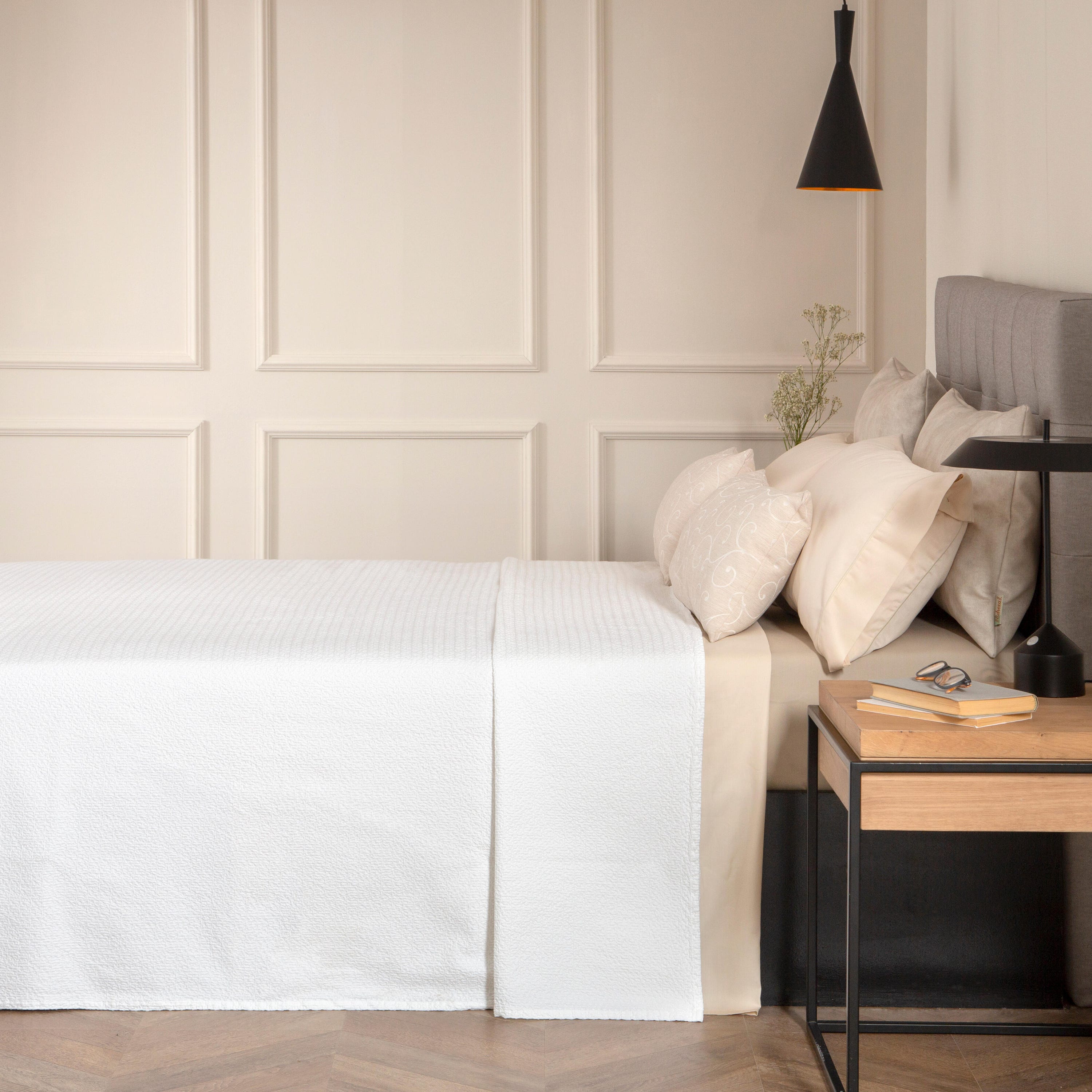Drap de dessus Bordón INSPIRE coton 300 fils ivoire lit 135 cm - 2