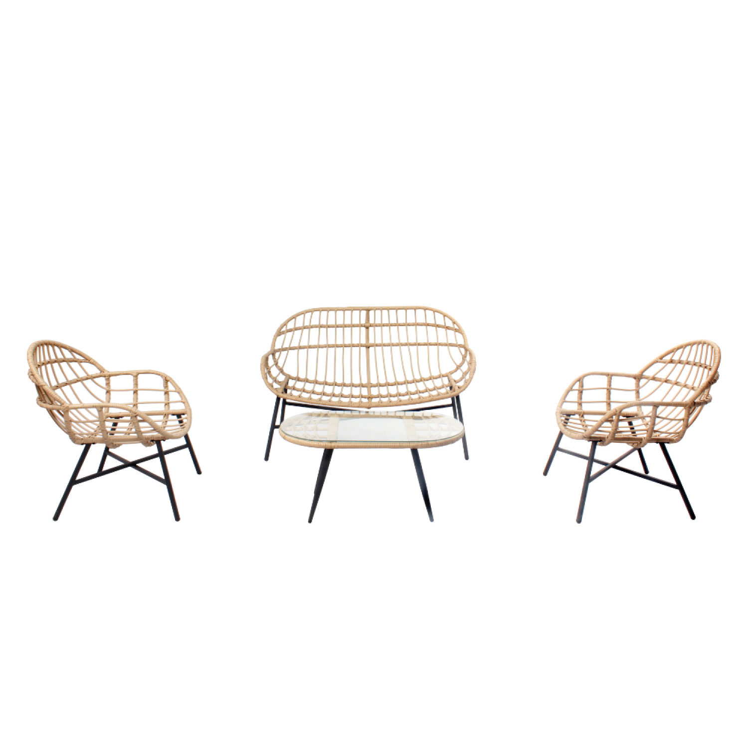 Salon bas de jardin en Acier Gris 4 personnes - 6