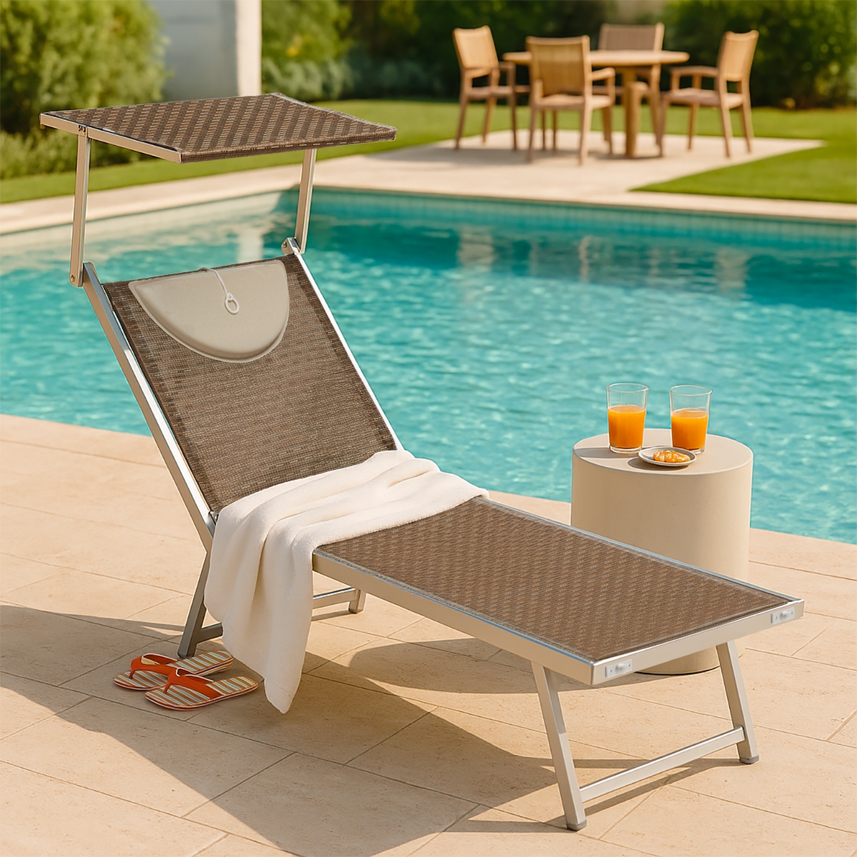 4 transats de plage bains de soleil en aluminium Santorini Limited Edition - 4