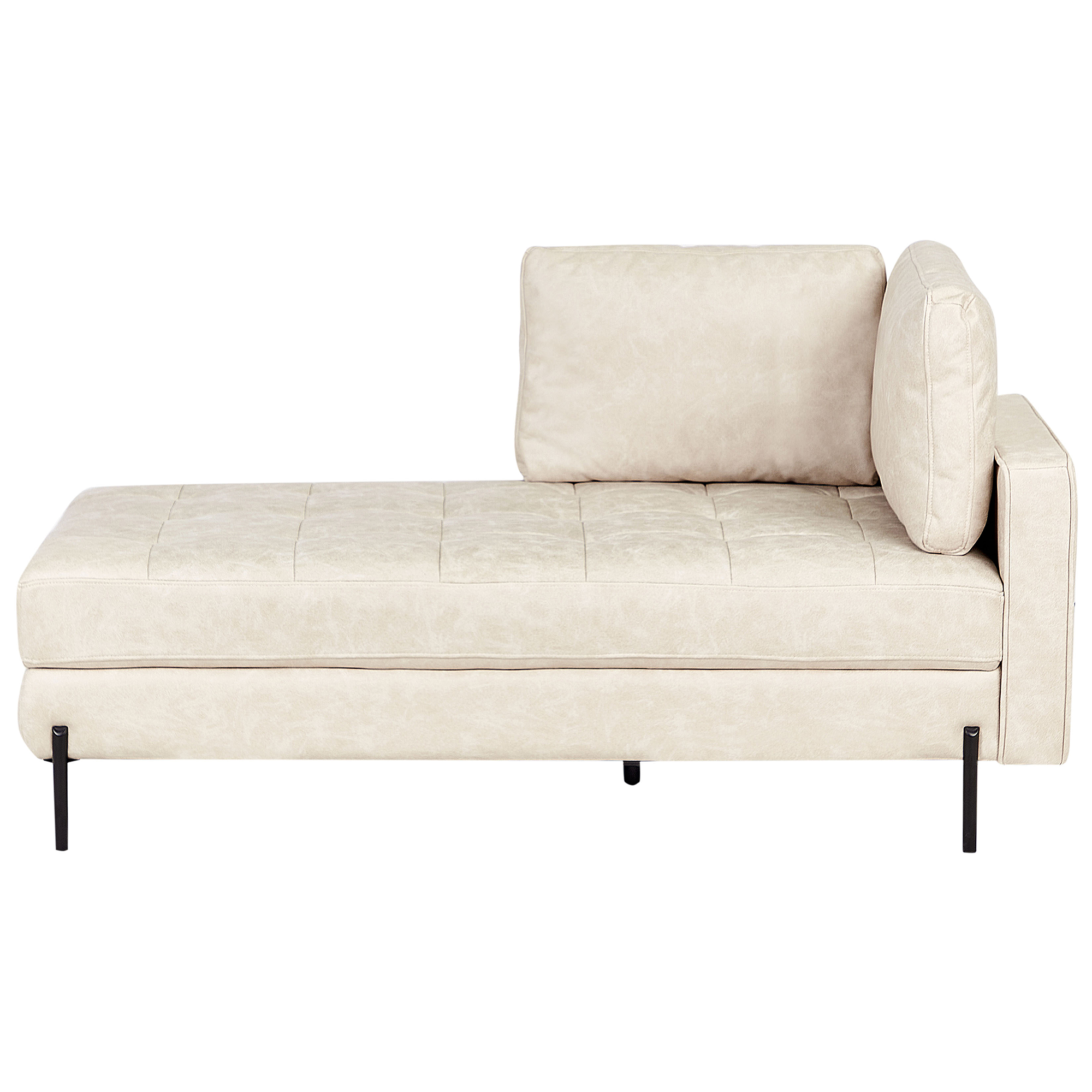 Chaise Longue Tessuto Beige Motivo Floreale Destra Stile Chesterfield : Beliani