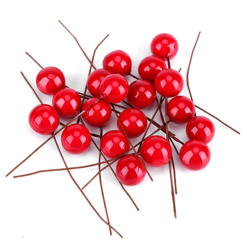 20 Branches Baies De Houx Artificielles Rouges 21 Cm – Idéal Pour Noël, Mariage, Couronnes Et Déco Festive