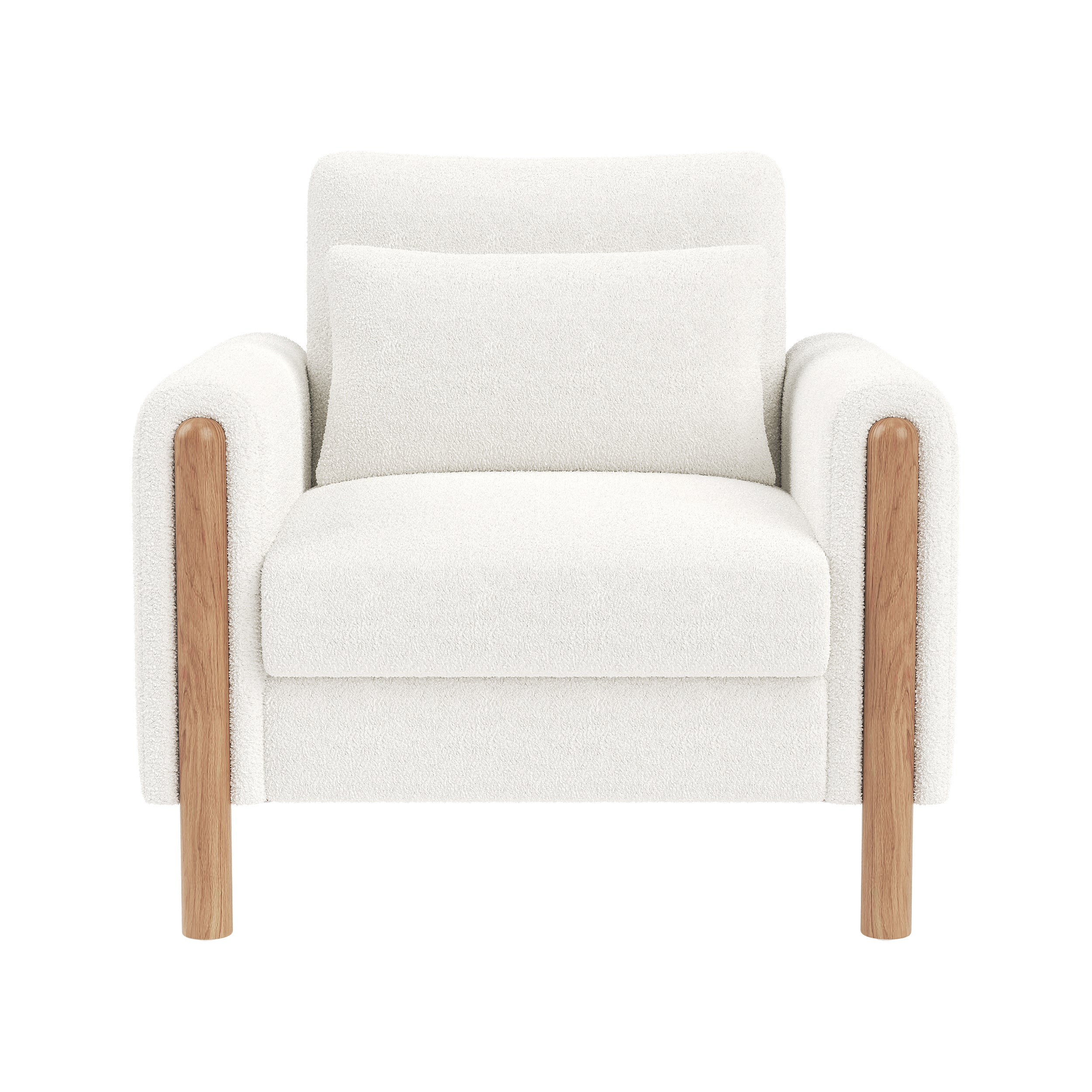 Nowoczesny fotel 87 x 83 x 88,5 cm - grube poduszki - lite drewno + bawełna PP - biały - 3
