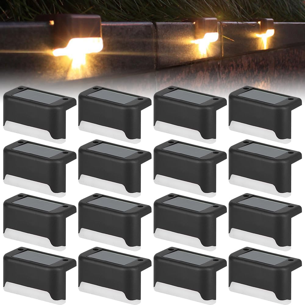 Zestaw lamp solarnych LED do użytku zewnętrznego oświetlenie ogrodowe solarne w kolorze ciepłej bieli wodoodporne dekoracyjne schodów tarasów stopni
