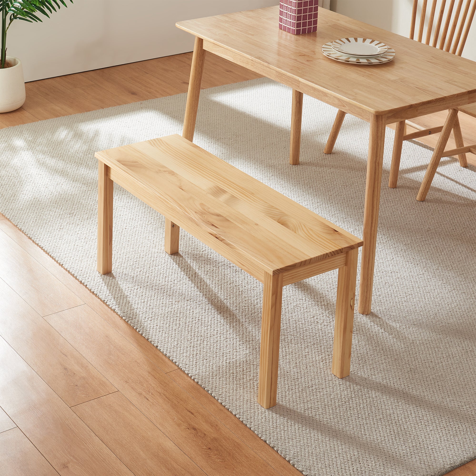 Banc de salle à manger Trerunulu 100 x 35 x 45 cm naturel [en.casa] - 3