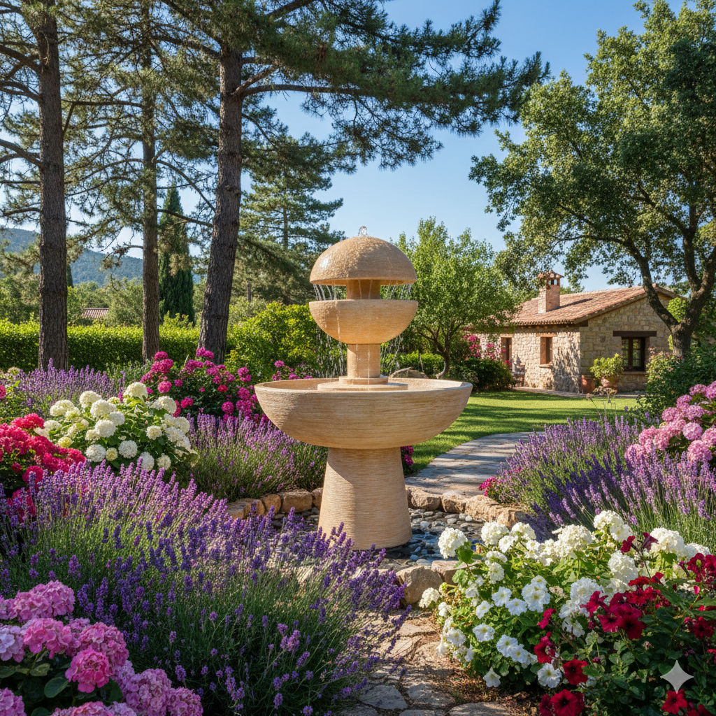 Fontaine de Jardin moderne ERASMA 100x135cm. de Betón Pierre. Couleur Ocre - 2