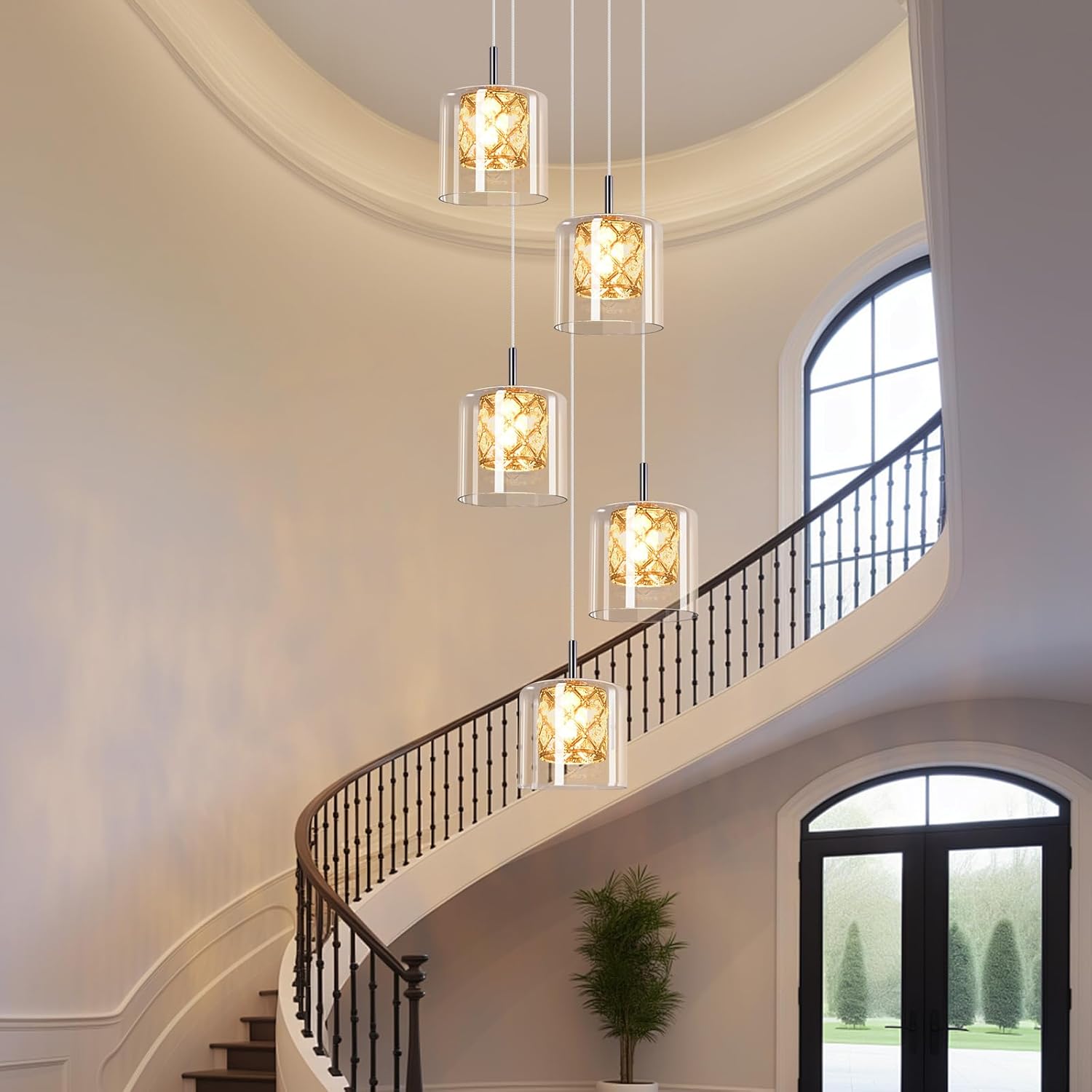 ZMH Sospensione LED Bianco Moderna 58cm - 62W Dimmerabile Telecomando Altezza Regolabile-per Sala Da Pranzo/Soggiorno | Leroy Merlin - Foto 9