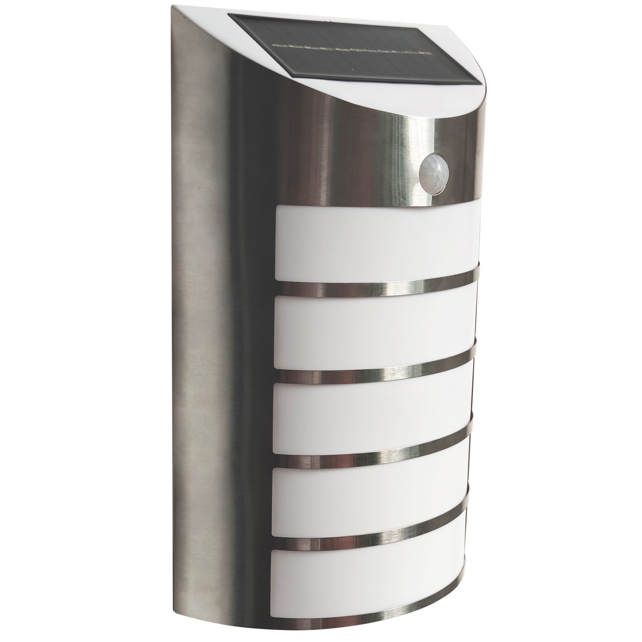 Kinkiet solarny z czujnikiem ruchu SAFFO LED Zimna biel srebrno-biały wym:28x16x16cm IP44 Polux