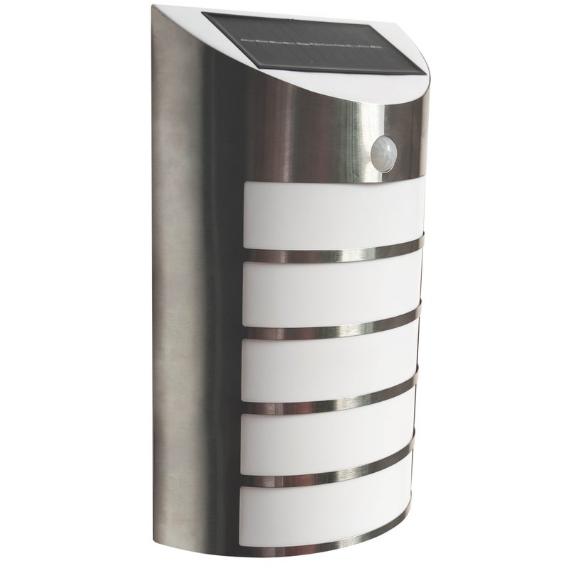 Kinkiet solarny z czujnikiem ruchu SAFFO LED Zimna biel srebrno-biały wym:28x16x16cm IP44 Polux