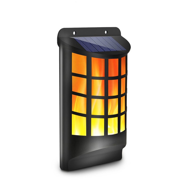Zewnętrzne lampy solarne z efektem migoczącego płomienia, wodoszczelne lampy solarne imitujące płomień, solarne lampy ścienne (66 LED), 1 sztuka