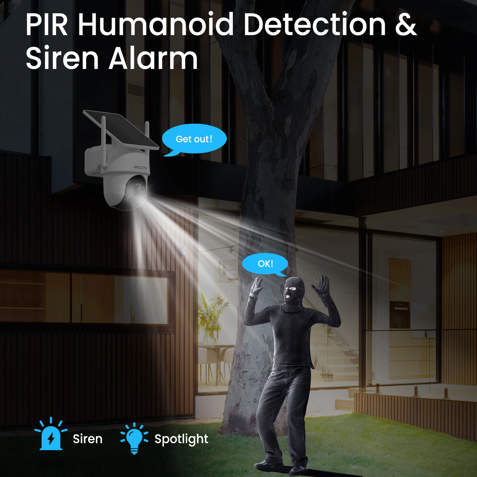 Kit de Caméras de Surveillance Extérieures, Caméra Solaire WiFi Extérieure, sans Abonnement, Surveillance Humaine, 360° PTZ,4 Caméras +Station de Base - 8