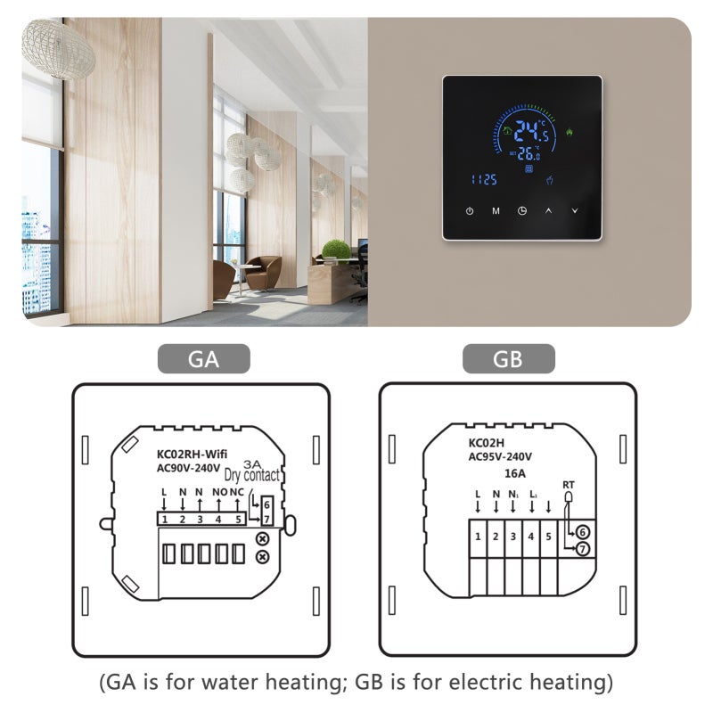 Thermostat intelligent pour chauffe-eau avec écran LCD, programmable sur 5+2 semaines, version standard 90-240 V - 4