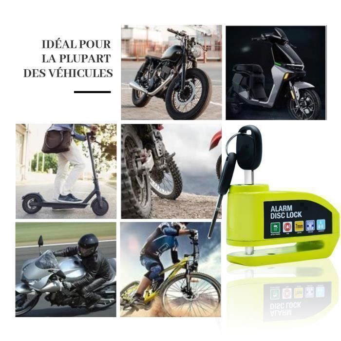 Antivol Moto Bloque Disque , 110dB Alarme Antivol Scooter Bloc Disque pour Moto/Trotinette/Vélo, 1.2m Câble Rappel + 2 Clés - 9