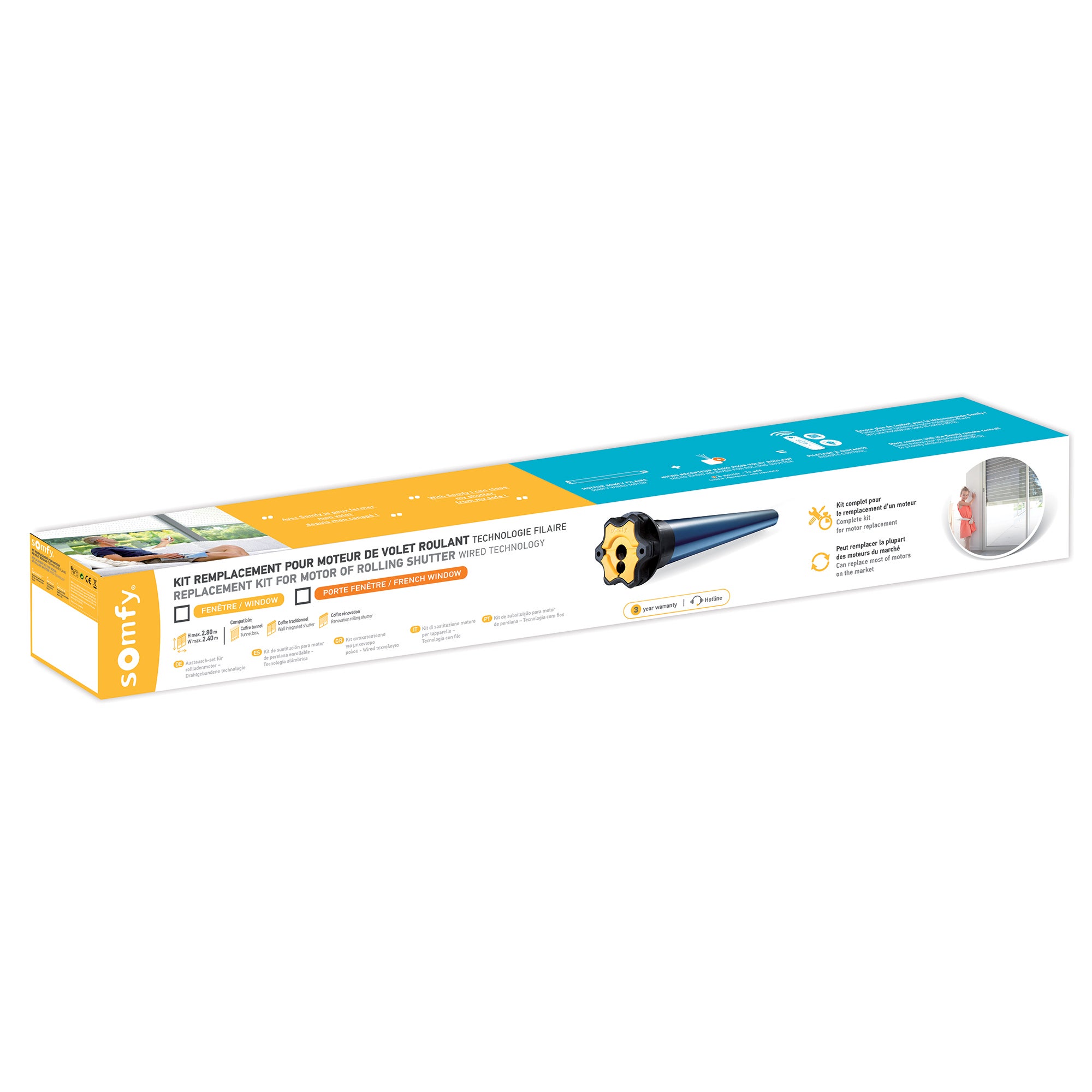 Somfy 1240386 - Kit di sostituzione motore per tapparelle tradizionali | Cablato | 20 Nm | Per porta-finestra - 2