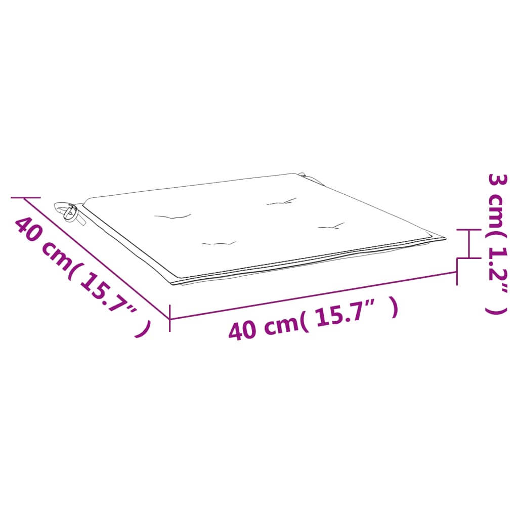 Coussins de chaise de jardin lot de 4 crème 40x40x3 cm - 9