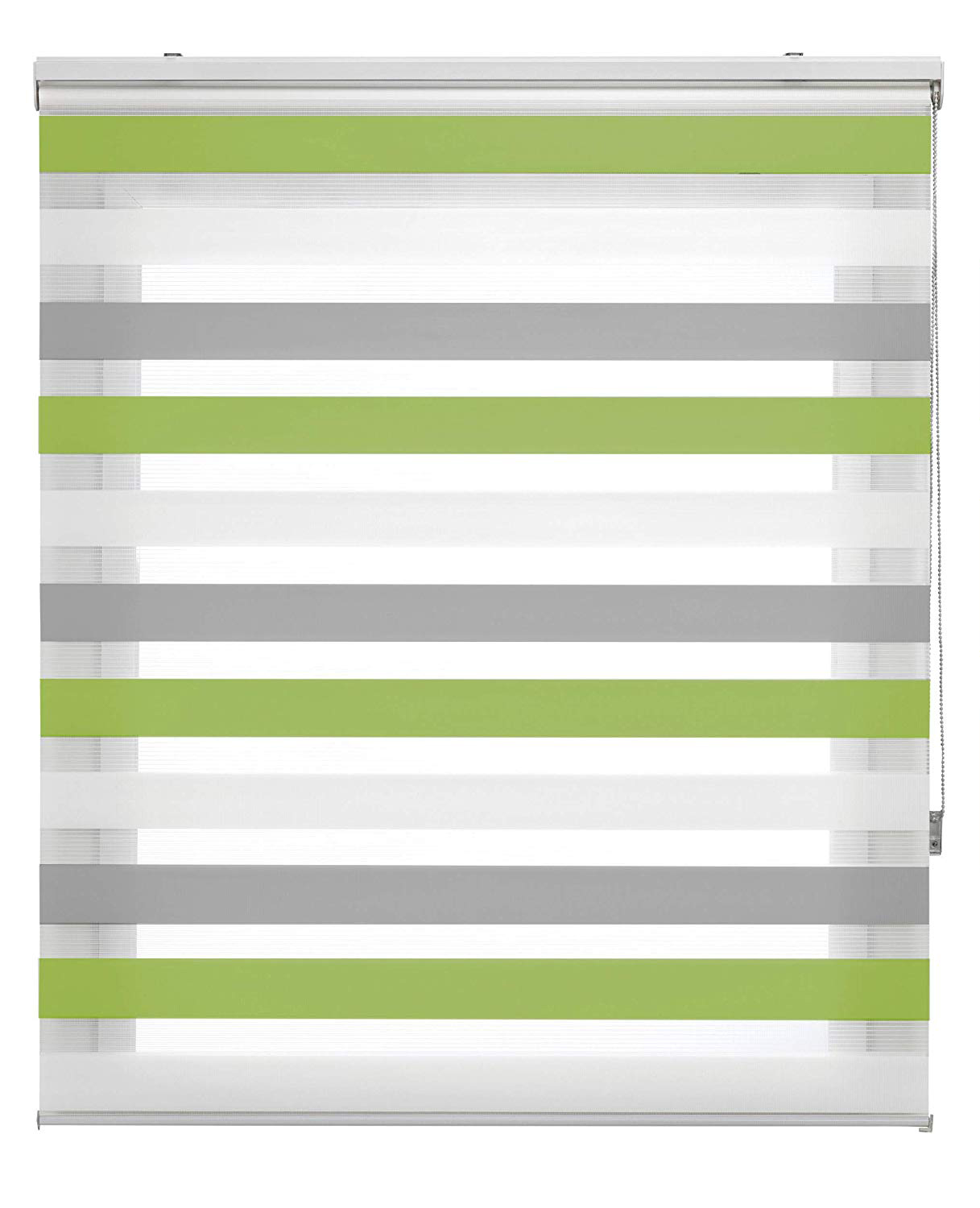 Estoralis | estor enrollable noche y dia | 170 x 255 cm (ancho por alto) tamaño de tela 167 x 250 cm | modelo loras color gris/verde