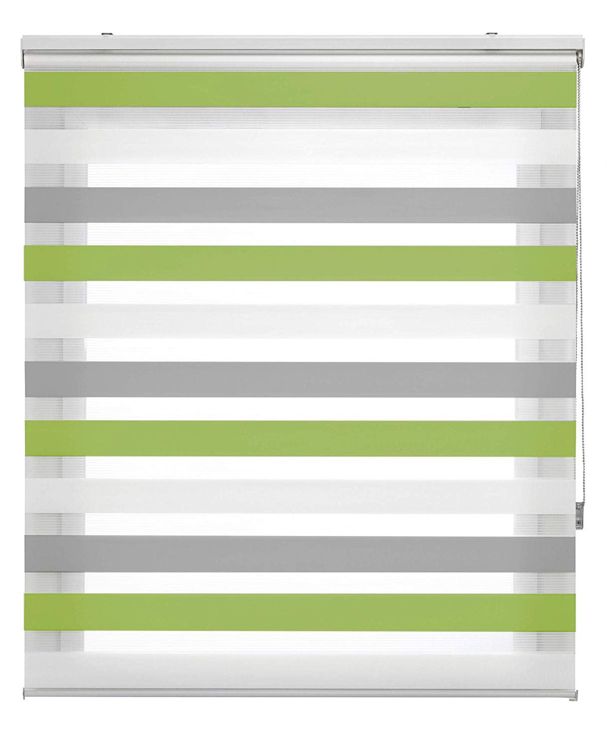 Estoralis   estor enrollable noche y dia   170 x 255 cm (ancho por alto) tamaño de tela 167 x 250 cm   modelo loras color gris/verde