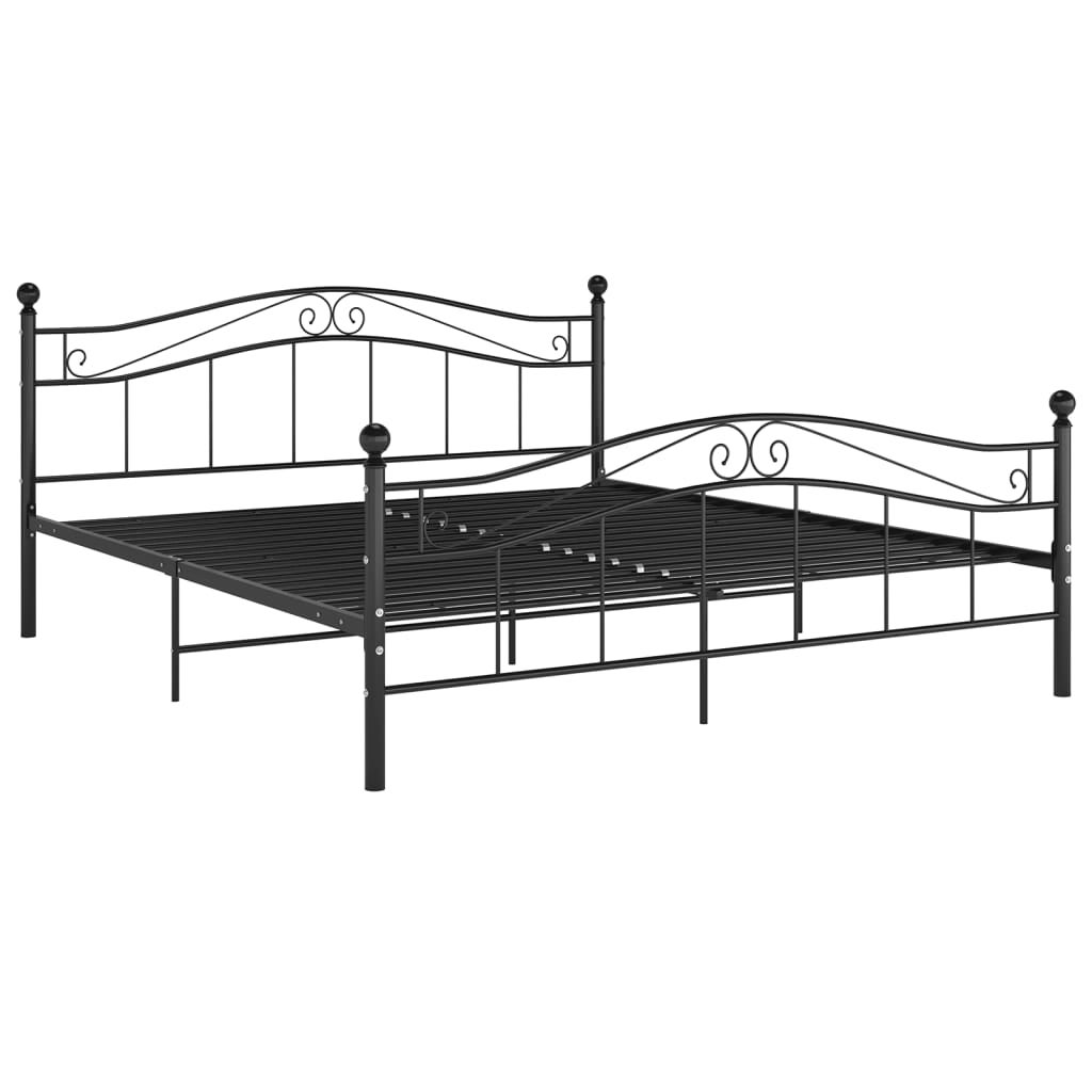 Łóżko Metalowe Czarne Rama Łóżka Ze Stelażem Do Sypialni Pokoju 180 x 200 cm