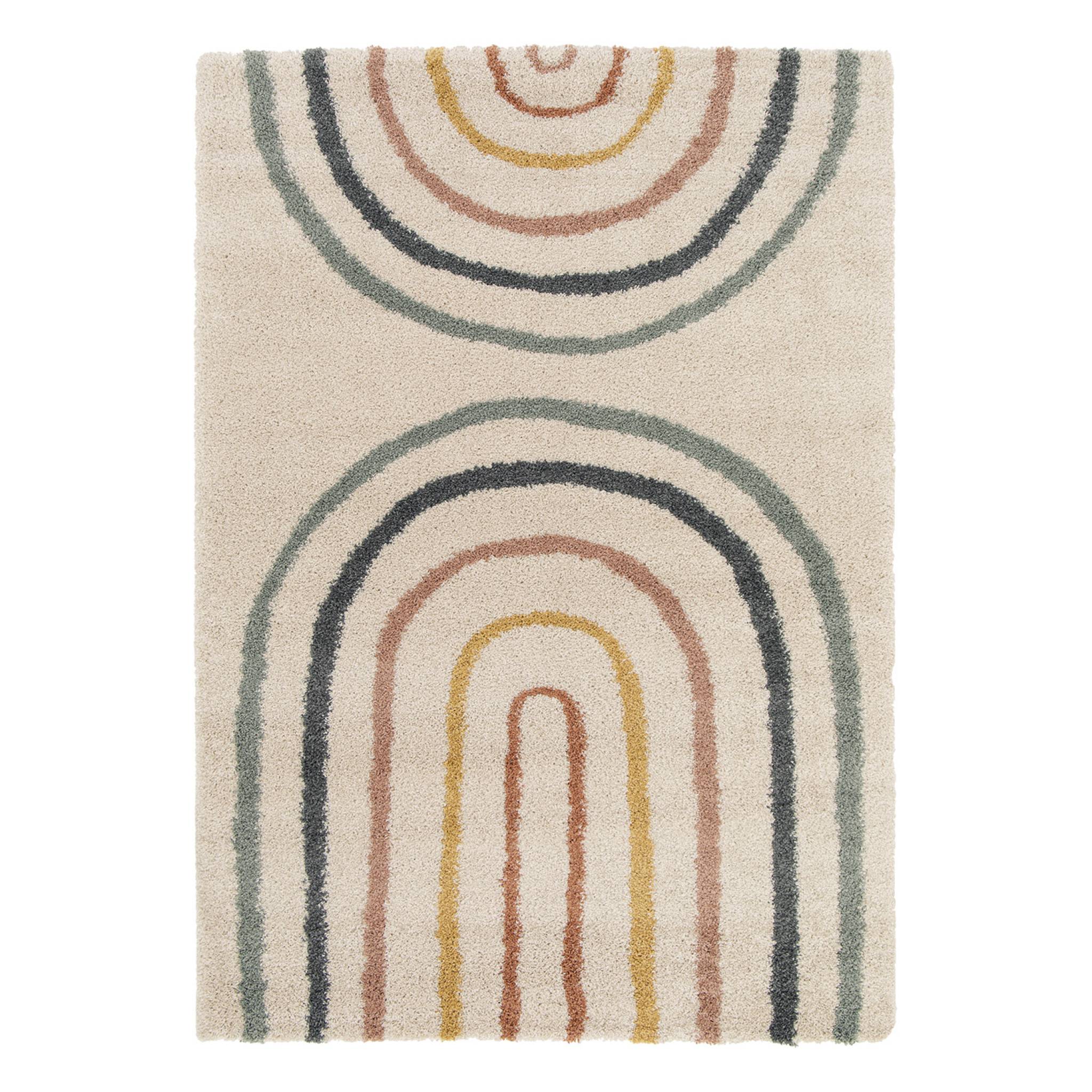 Tapis enfant arc-en-ciel 120x170cm. tapis intérieur crème et multicolore. poils longs shaggy DAKOTA - 2