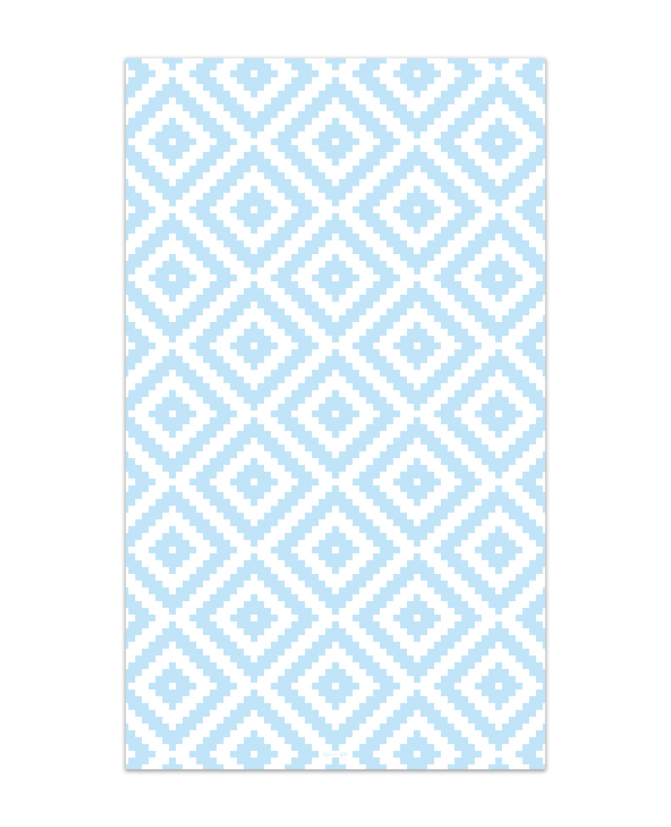 Alfombra de vinilo geométrica 07 azul 65x300 cm pvc cocina salón comedor