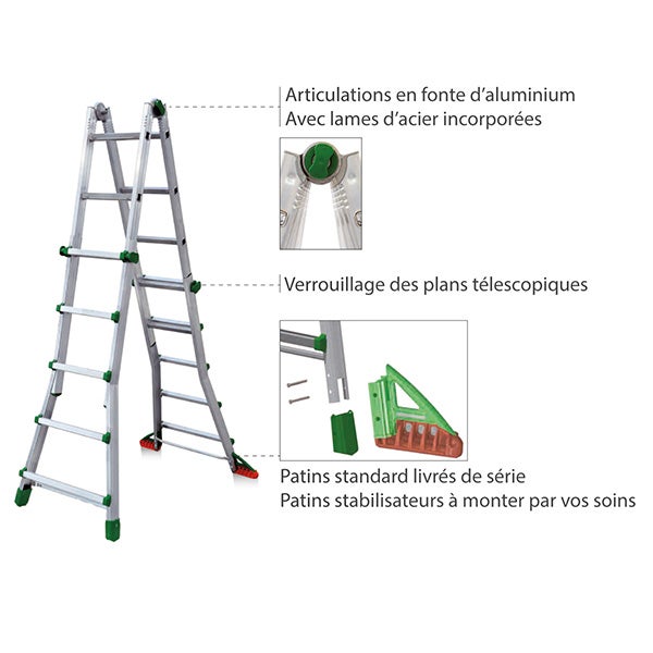 Échelle multifonctionnelle Eurobriko 5 marches 6+6 Facal - 4