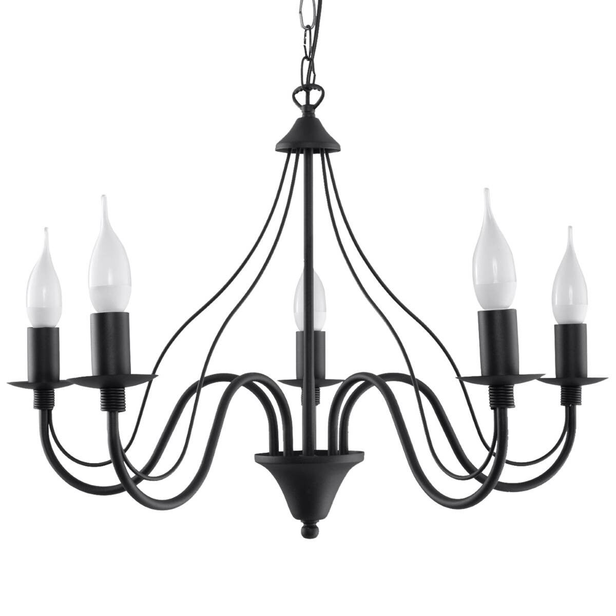 Lampa wisząca Minerwa czarna 5xE14x12W wym: 80 x 60 x 60 cm metal Sollux Lighting
