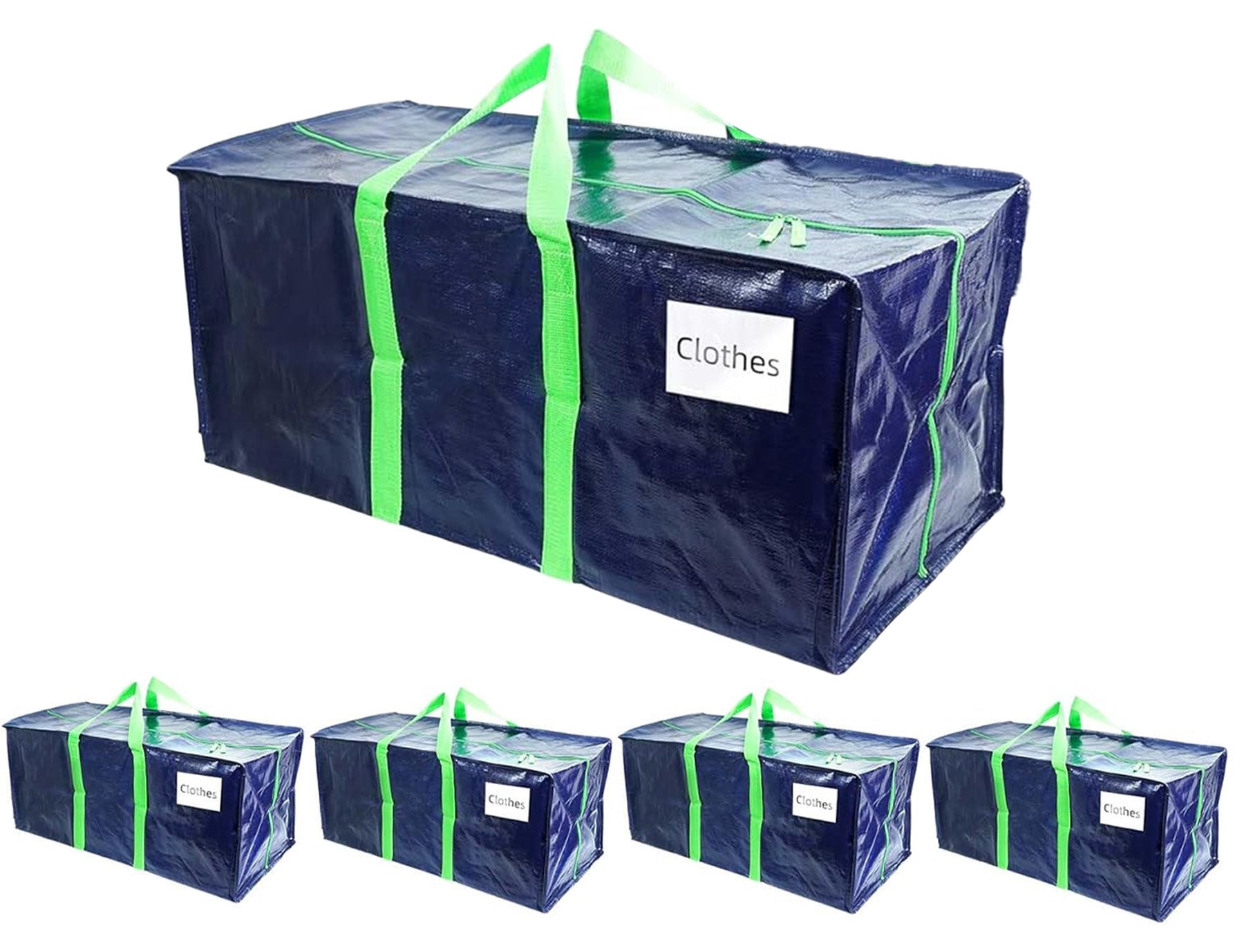 Lot de 6 sacs de déménagement extra larges, fermetures éclair, sacs de