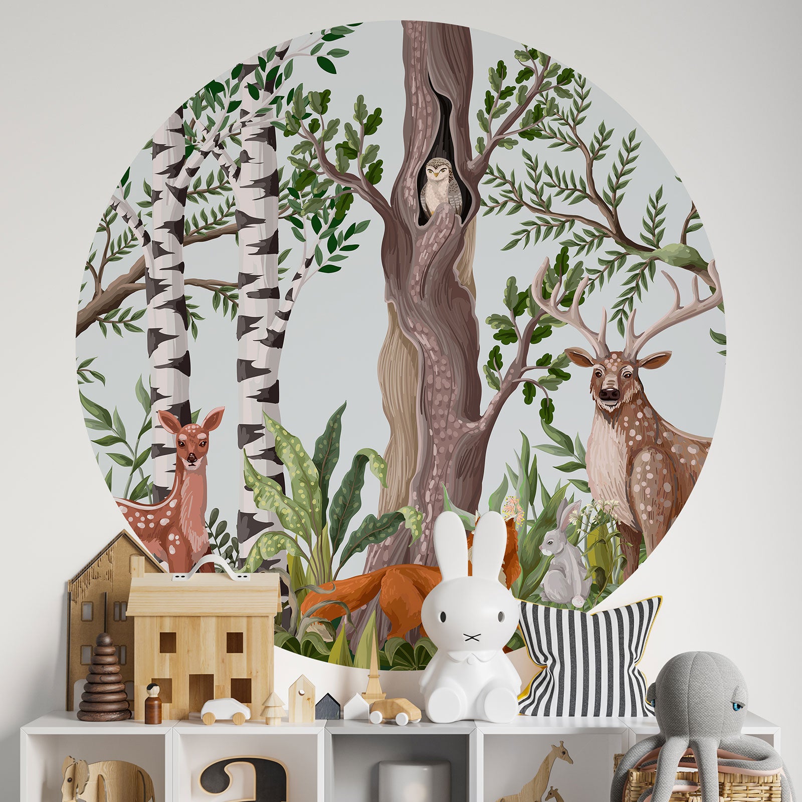 Protection Metre Sticker mural rond / cercle Enfants - Animaux de la Forêt - Adhésif ...