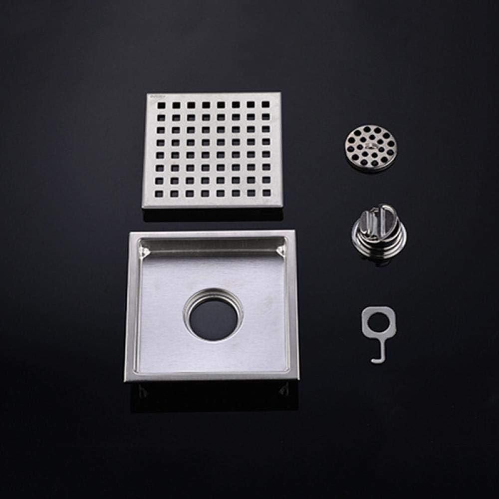 x odpływ podłogowy ze stali nierdzewnej - 15 cm x 15 cm - filtr kwadratowy ze stali nierdzewnej, odświeżający i szczelny - 5