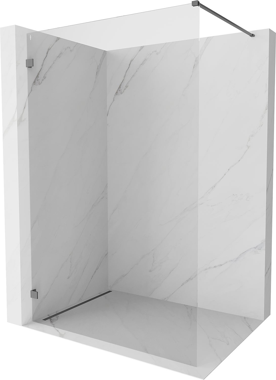Mexen Lunar ścianka prysznicowa Walk-in lewa 140 x 200 cm, transparent 8 mm, gun metal - 830-140-000-95-00-L