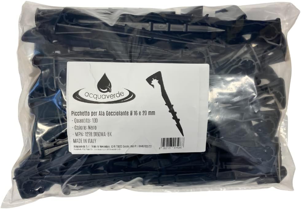 Kit de 100 piquets d'ancrage et bouchons de tuyau, ligne goutte à goutte 16 et 20 mm, pour irrigation goutte à goutte, plantes et jardin MADE IN ITALY - 6