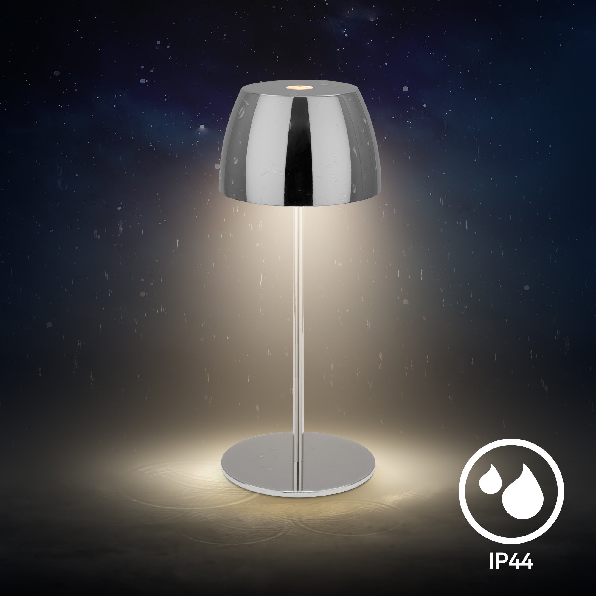 Briloner Serina Mini lampe de table LED sans fil IP44, Variable, tactile, protection contre les éclaboussures, sans fil, chrome, Ø8 x 20 cm - 5