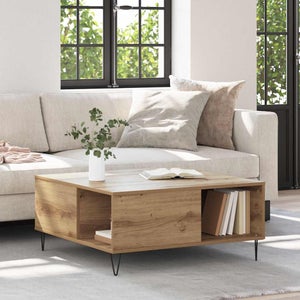 Tavolino Da Salotto In Rovere Massello Naturale - VidaXL 27x24x55 Cm Con Ripiano