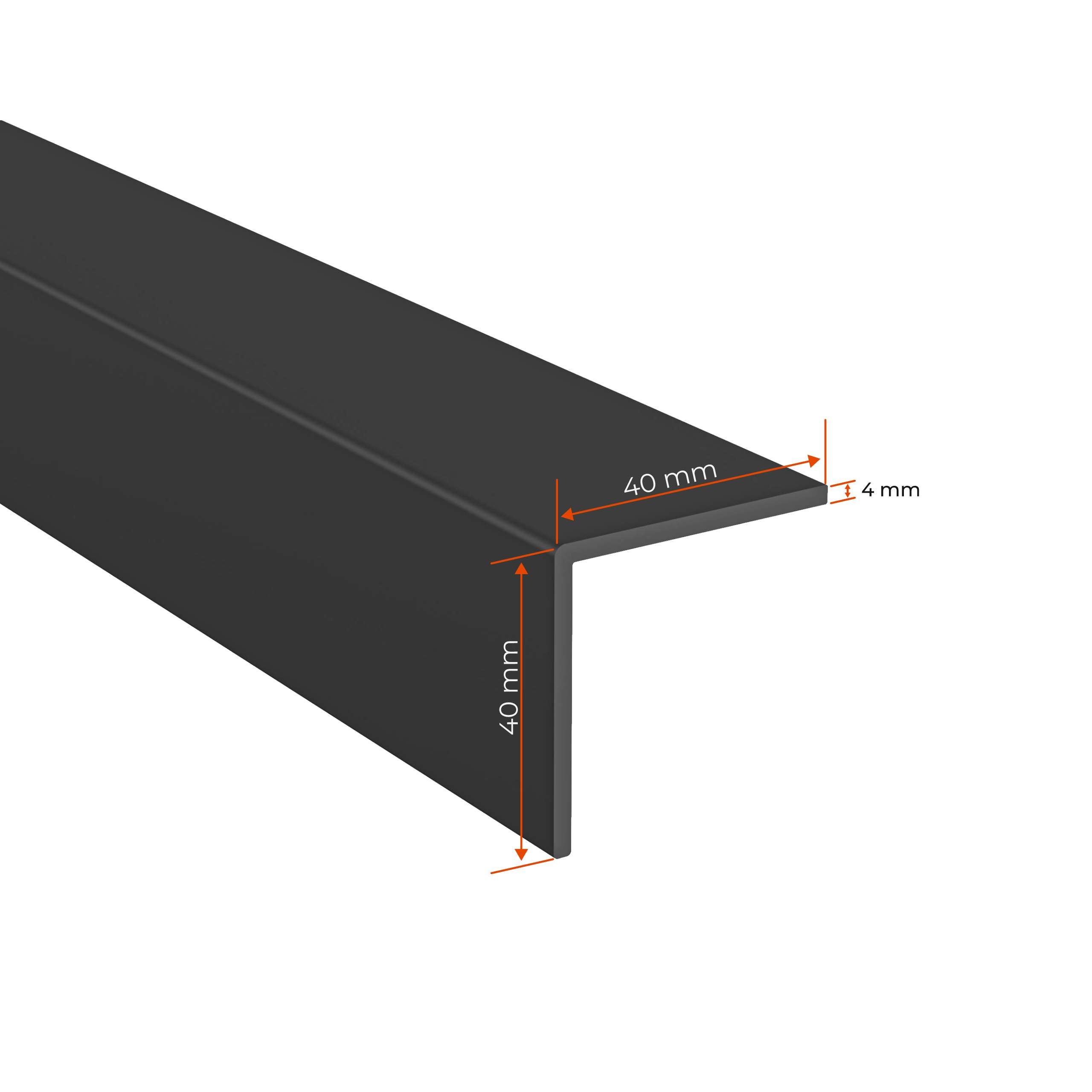 Profilé d'angle PVC LZ 40x40 mm pour finition d'escaliers ouverts - 150 cm, noir - 3