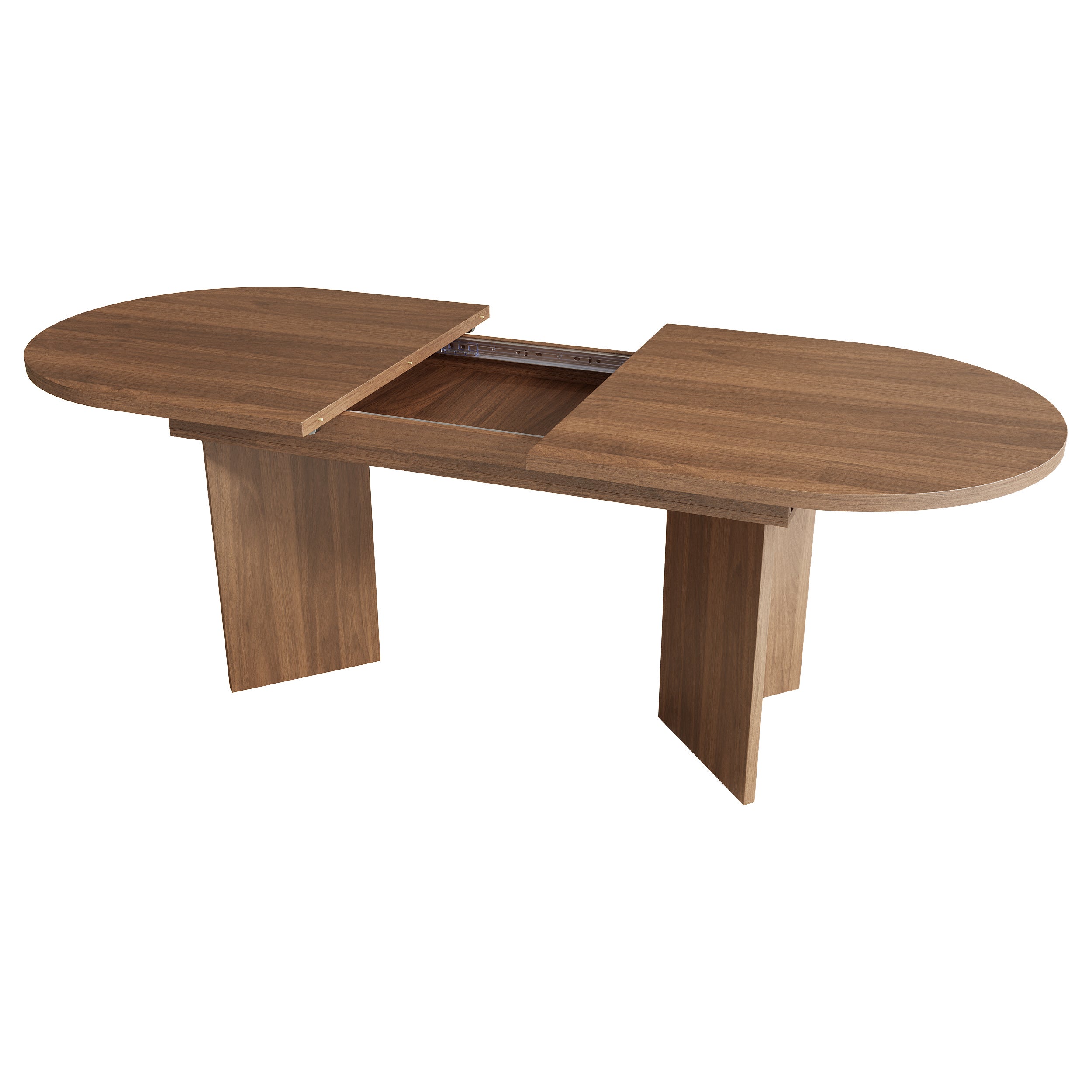 Table à manger extensible pour 4 à 6 couverts - 120/160 x 80 x 75 cm - Coins arrondis et plateau épais - MDF - Noyer - 9