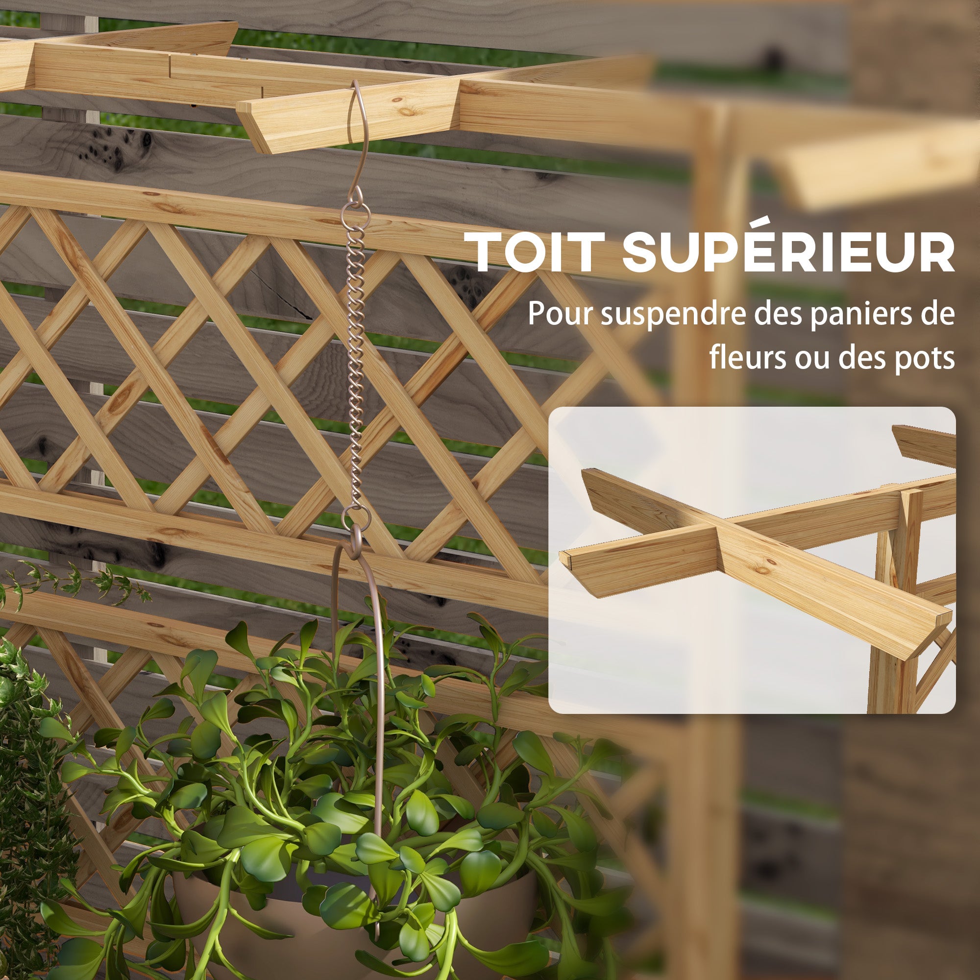 Jardinière avec treillis Bois de sapin Outsunny - 5