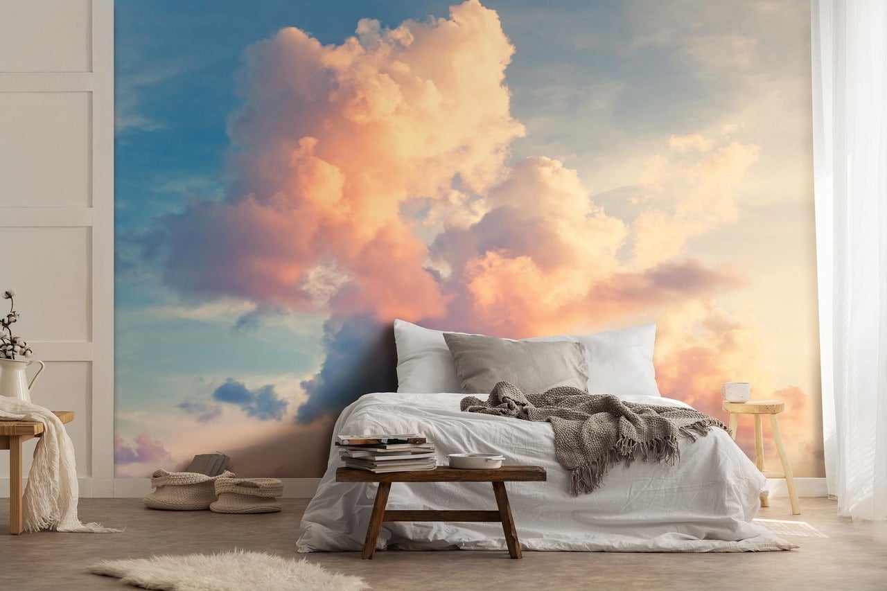 Photo Papier Peint 3d Plafond Mural Ciel Bleu Et Nuages Blancs Paysage