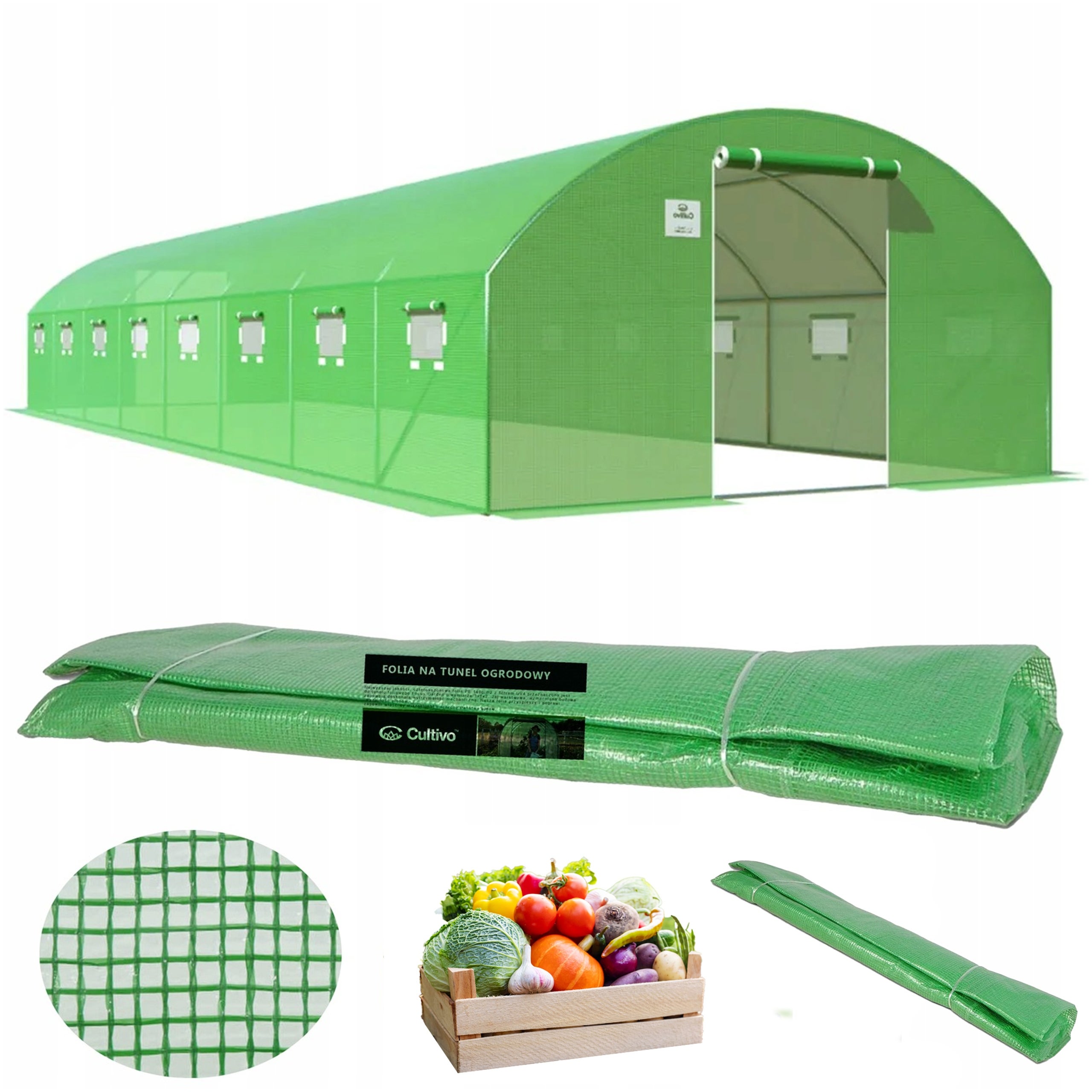 Folia Cultivo Poszycie Na Tunel Ogrodowy Szklarnia 4x8x2 Zielony Podwójne Drzwi Uv 1 szt