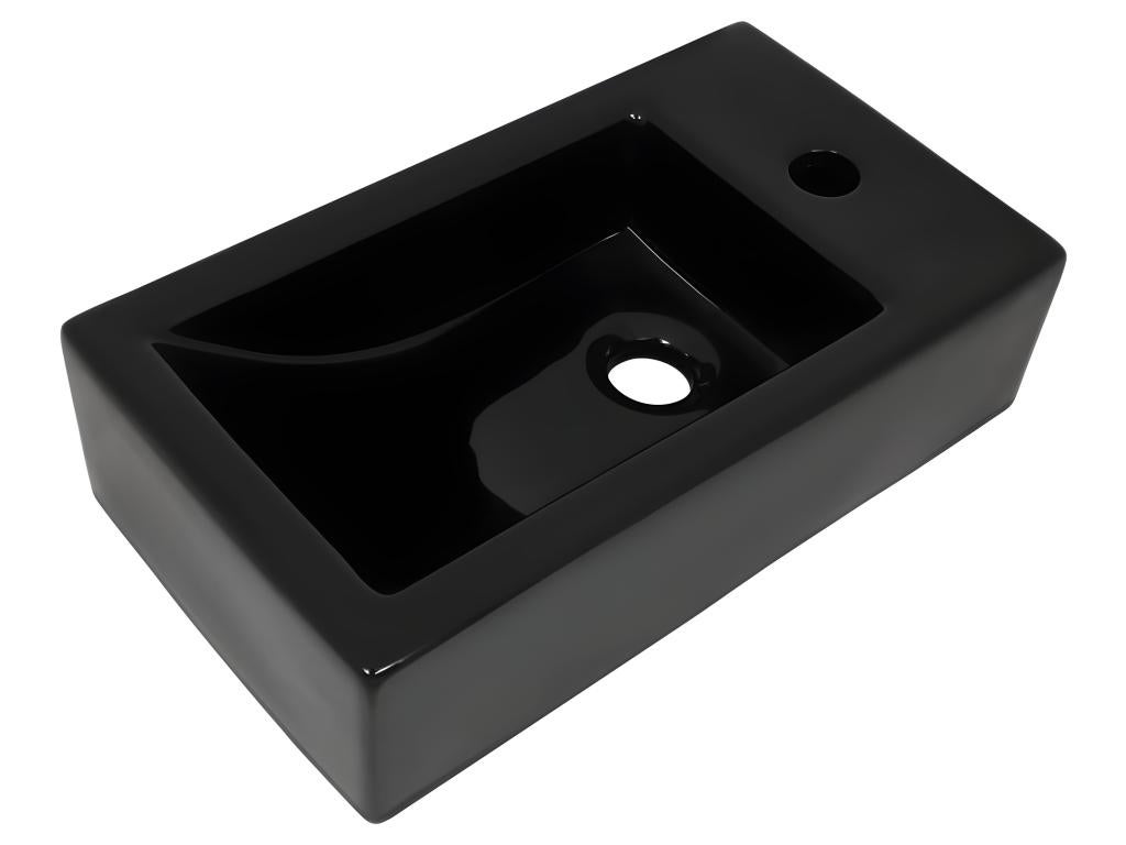 Lavabo con foro per rubinetto 46 x 25,5 cm lavabo wc in ceramica nera 02_0002542 - 6