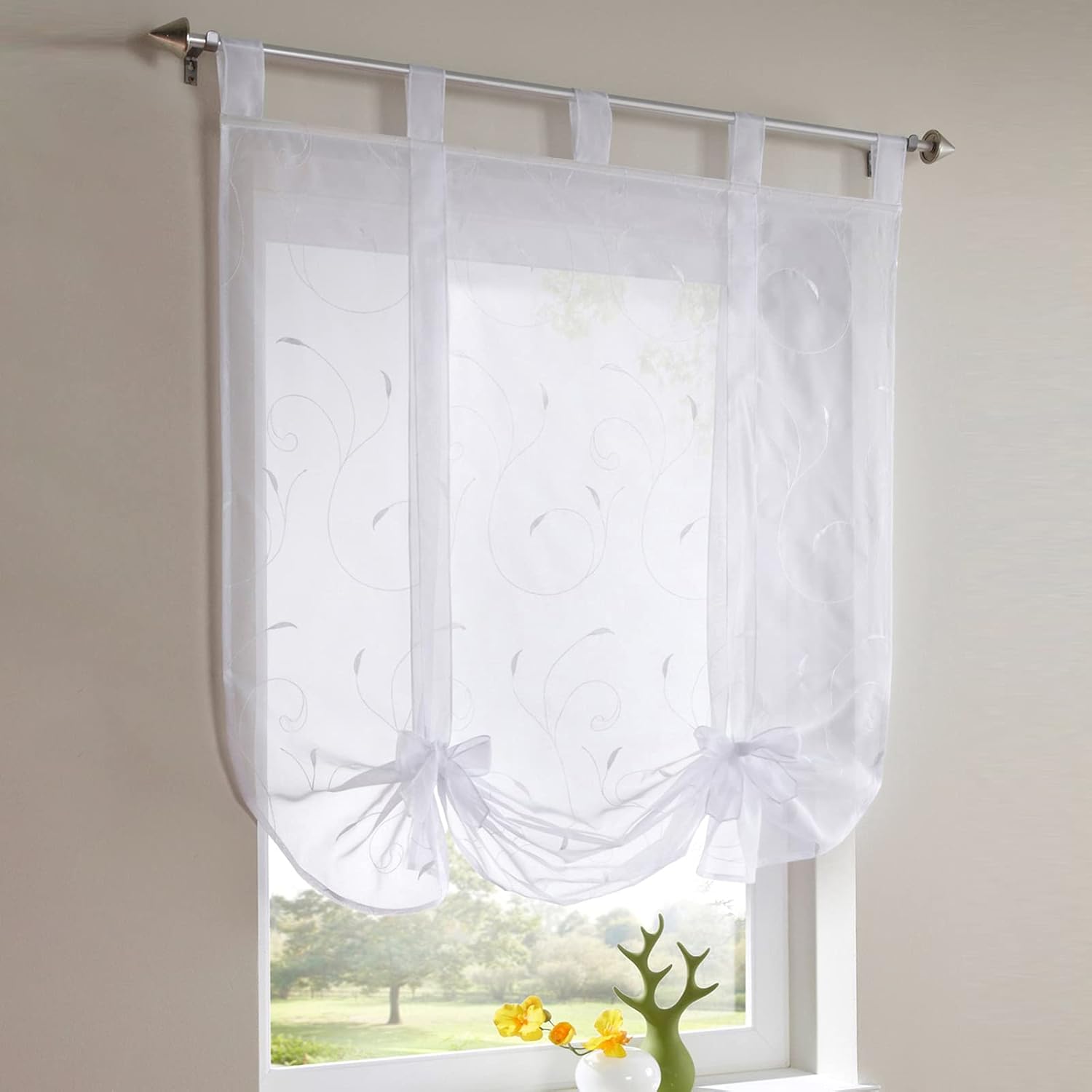 Tenda A Pacchetto Joyswahl In Voile Trasparente 80x140 Cm Bianco | Con Rami E Occhielli, Senza Fori