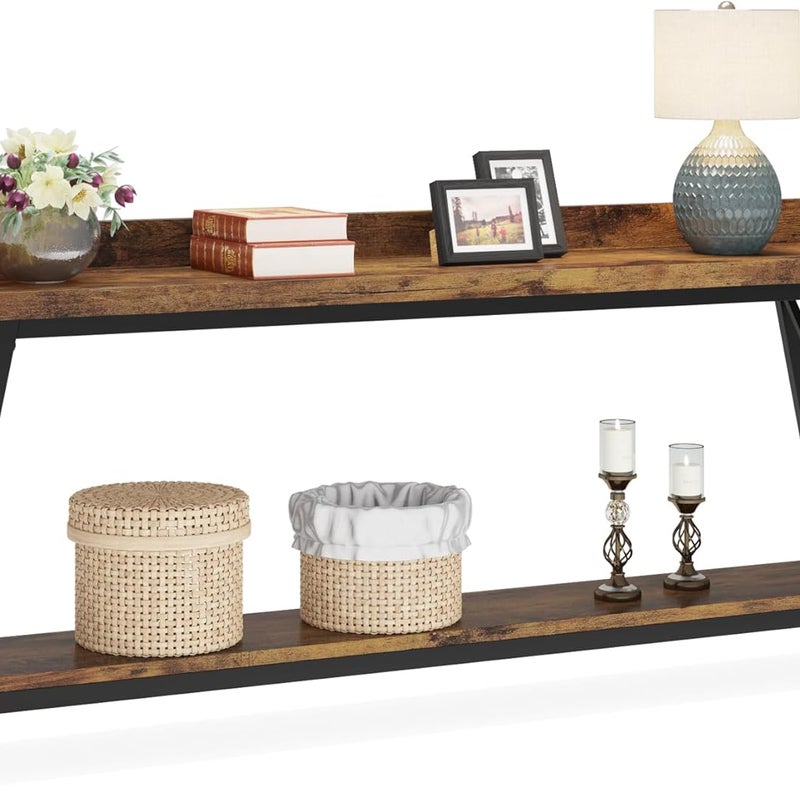 Konsola Tribesigns 180 cm, bardzo długa, za sofą, rustykalny stolik kawowy w stylu industrialnym do salonu