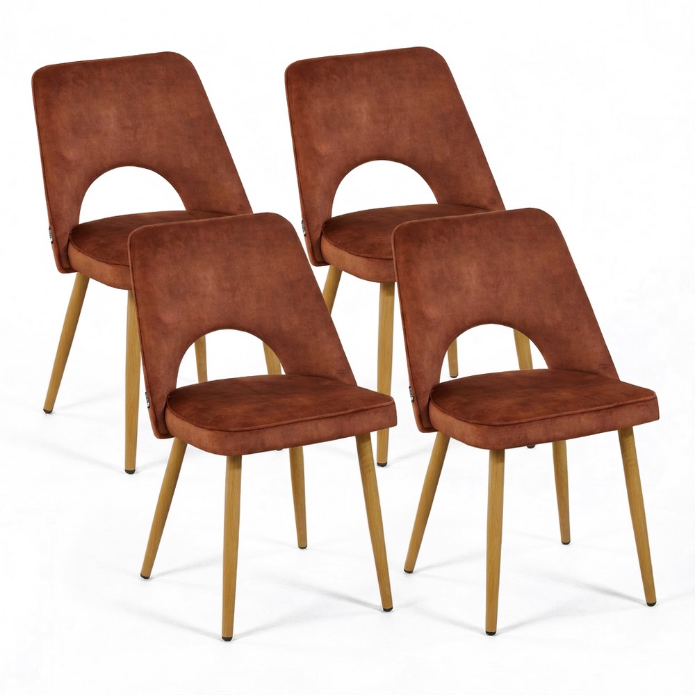 Estosa  Juego De 4 Sillas De Comedor En Tejido De Terciopelo Efecto Ladrillo , Leroy Merlin