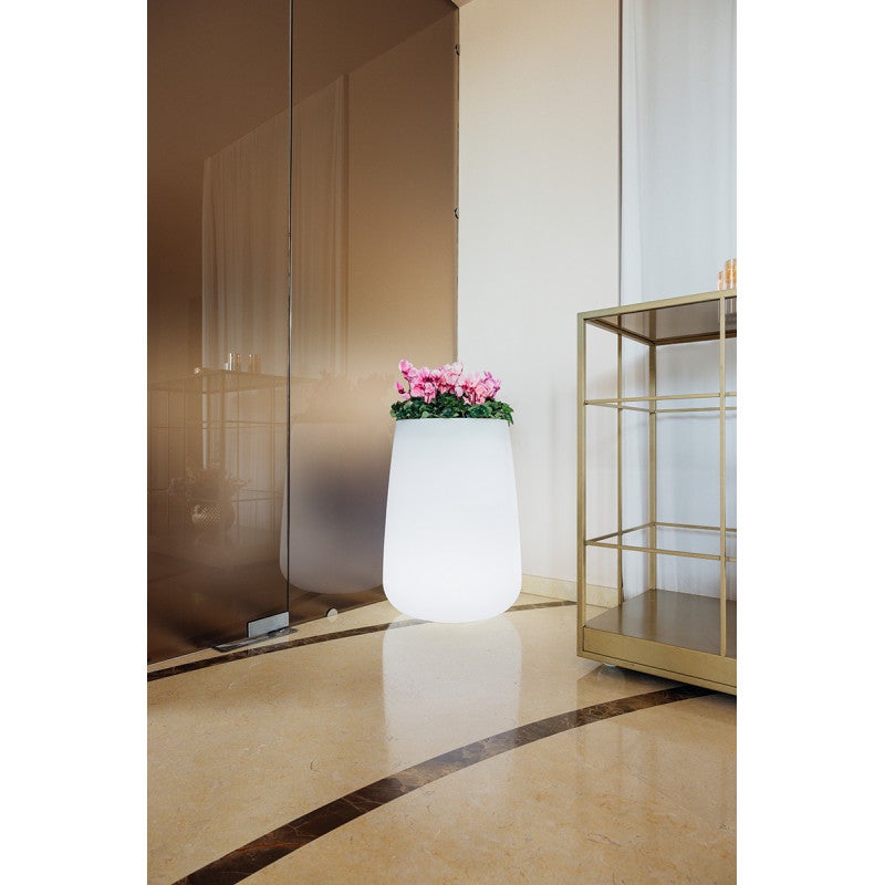 Grand vase lumineux design et, Ø43xH75 cm, en polymère résistant avec LED blanches pour intérieur et extérieur - Fabriqué en Italie - Monacis - 2